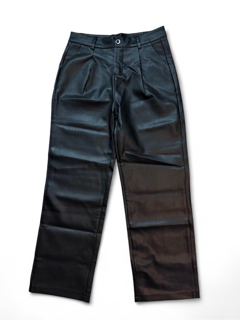 Black Faux Leather Trouser Pants
